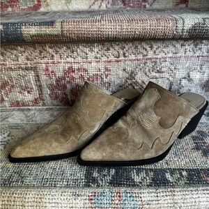 Zara suede Western Mules